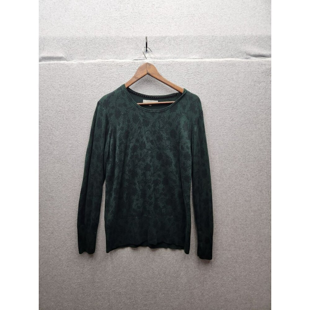 Daniel Rainn Green Floral Print Sweater XL Viscose/Nylon Blend